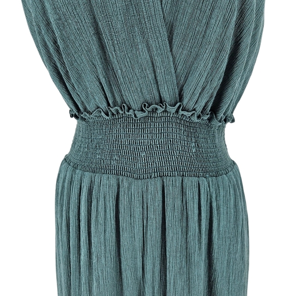 Anthropologie Wide Leg Pants Romper Green Sleeveless VNeck Halter Jumpsuit Large - Picture 4 of 10